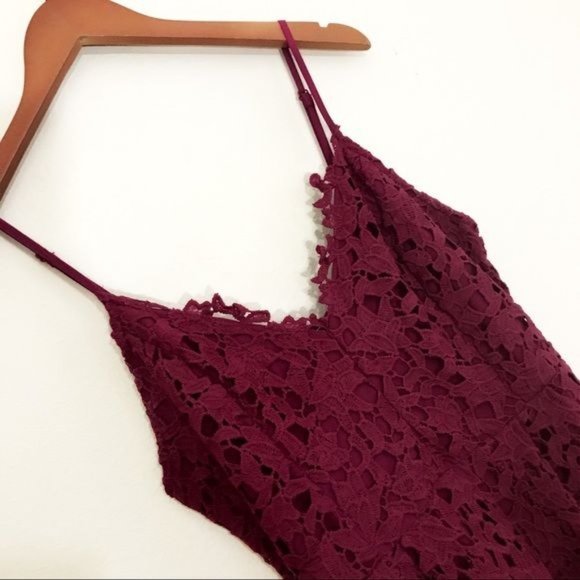 ASTR The Label Lace Crochet Burgundy Wine A Line Midi Dress Size M - Picture 6 of 10